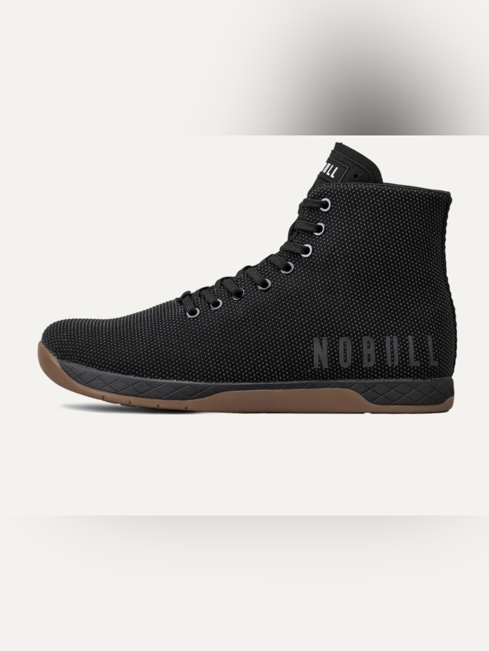 NOBULL high-top trainers in black, designed for training and weightlifting